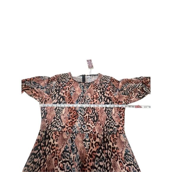 Boohoo Animal Print Puff Sleeve Shift Dress Sz 12 NWT - Picture 5 of 8